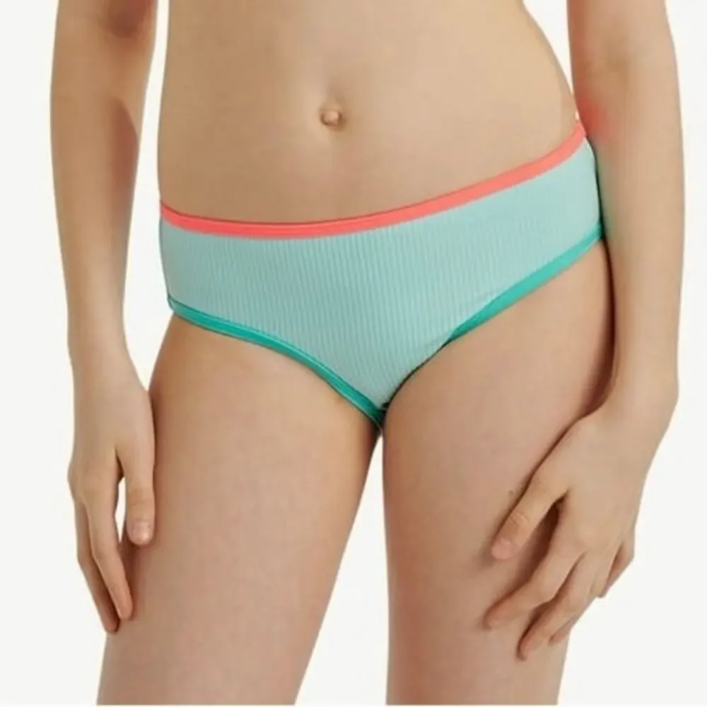Justice Girls Small Neon Ribbed Swim Bikini Bottoms